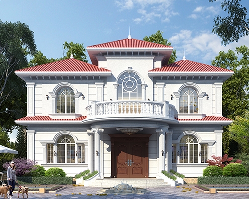 AT2922時尚奢華帶堂屋二層法式風格小別墅全套建筑設計施工圖紙14.5x15M