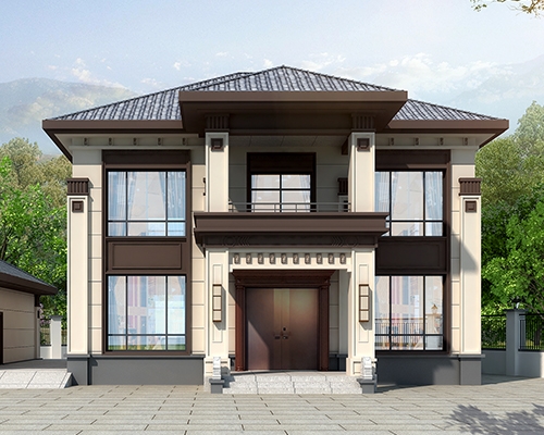 AT2958二層新中式經典小別墅帶附樓設計全套施工圖紙20.8x10.8米